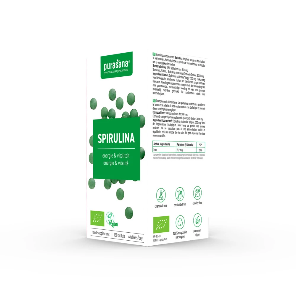2x Purasana Spirulina 500 Mg 4 2x Purasana Spirulina 500 Mg - Afbeelding 4