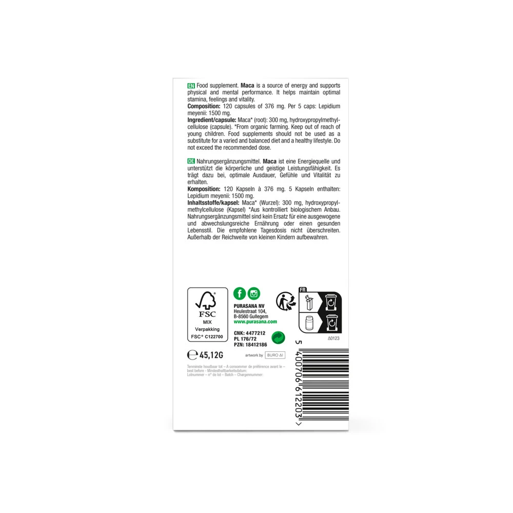 Purasana Maca Bio 3 Purasana Maca Bio - Afbeelding 3