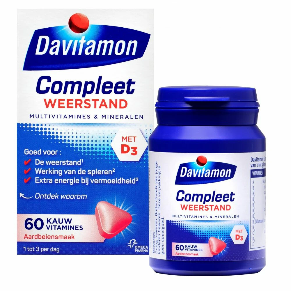 2x Davitamon Compleet Weerstand Kauwvitamines Aardbei 3 2x Davitamon Compleet Weerstand Kauwvitamines Aardbei - Afbeelding 3