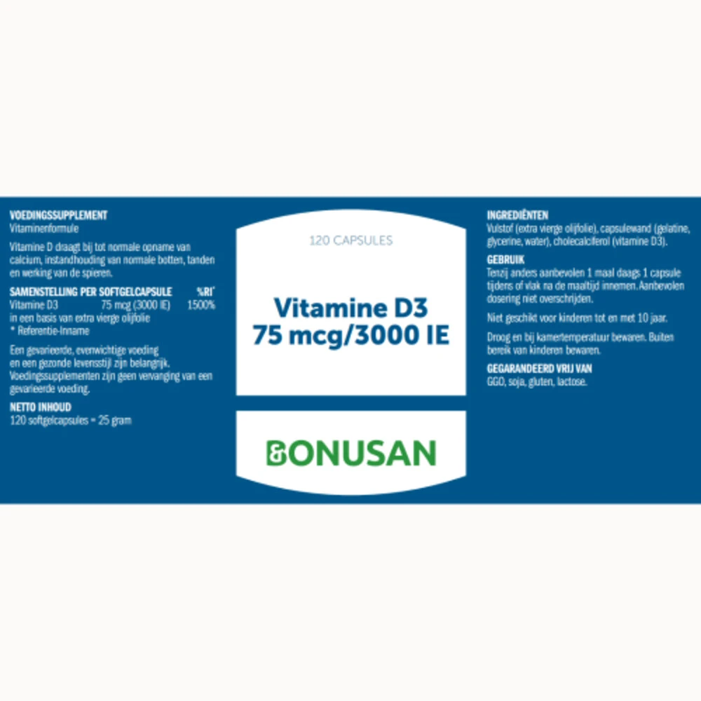 Bonusan Vitamine D3 75mcg/3000ie 2 Bonusan Vitamine D3 75mcg/3000ie - Afbeelding 2