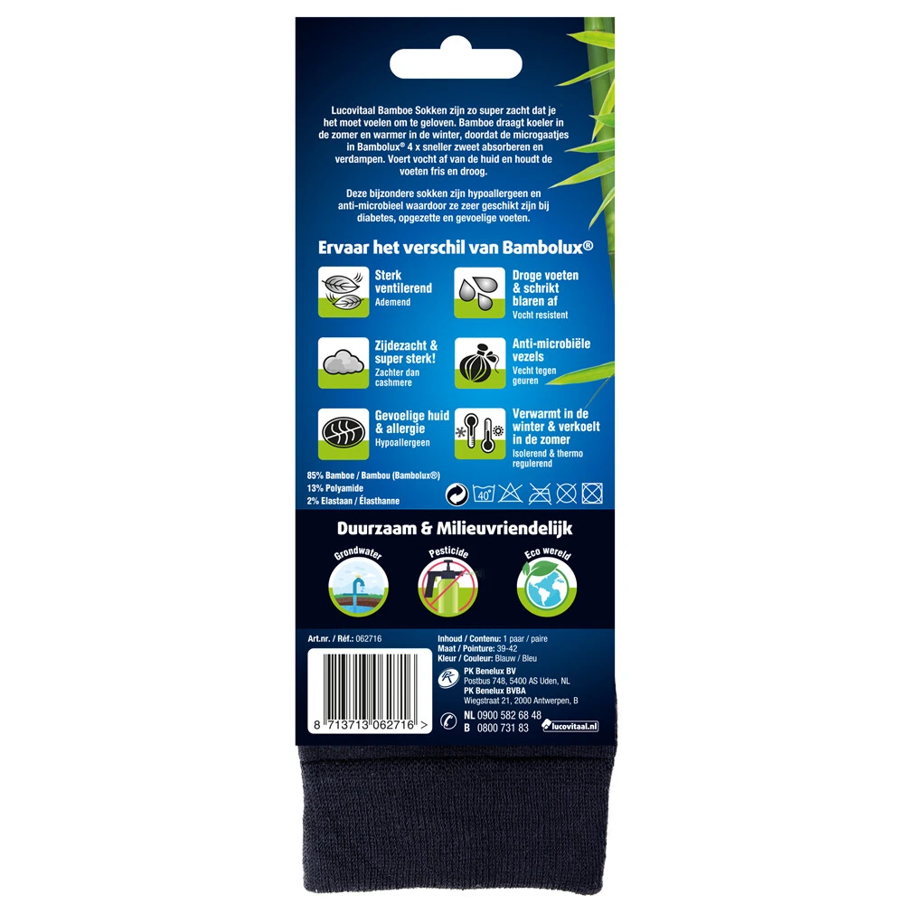 3x Lucovitaal Bamboe Sok Lang Blauw Maat 39-42 2 3x Lucovitaal Bamboe Sok Lang Blauw Maat 39-42 - Afbeelding 2