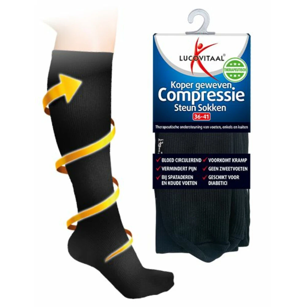Lucovitaal Compressie Steun Sokken Zwart Maat 36-41 3 Lucovitaal Compressie Steun Sokken Zwart Maat 36-41 - Afbeelding 3