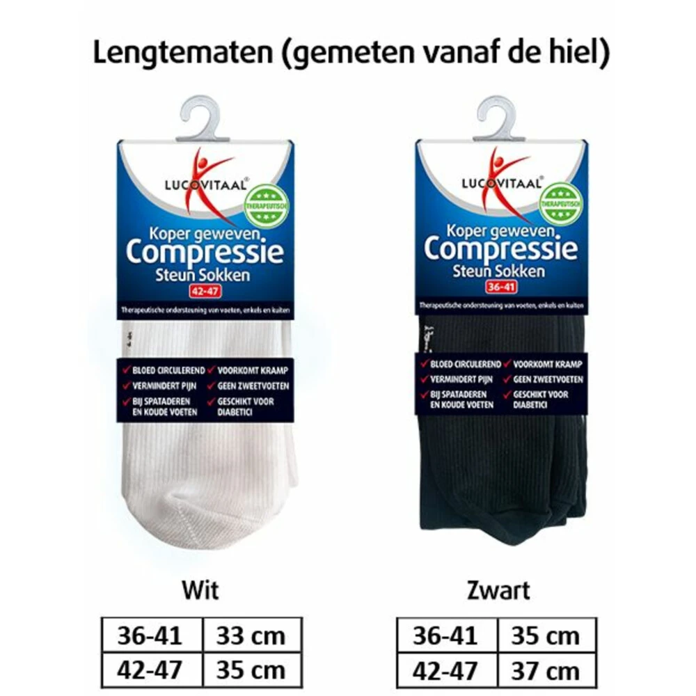 Lucovitaal Compressie Steun Sokken Zwart Maat 36-41 4 Lucovitaal Compressie Steun Sokken Zwart Maat 36-41 - Afbeelding 4