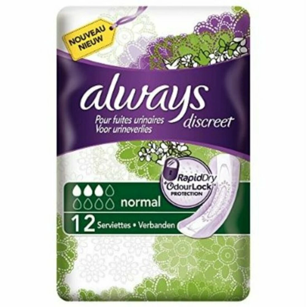 Always® 4x Always Discreet Incontinentieverband Normaal 1 Always® 4x Always Discreet Incontinentieverband Normaal